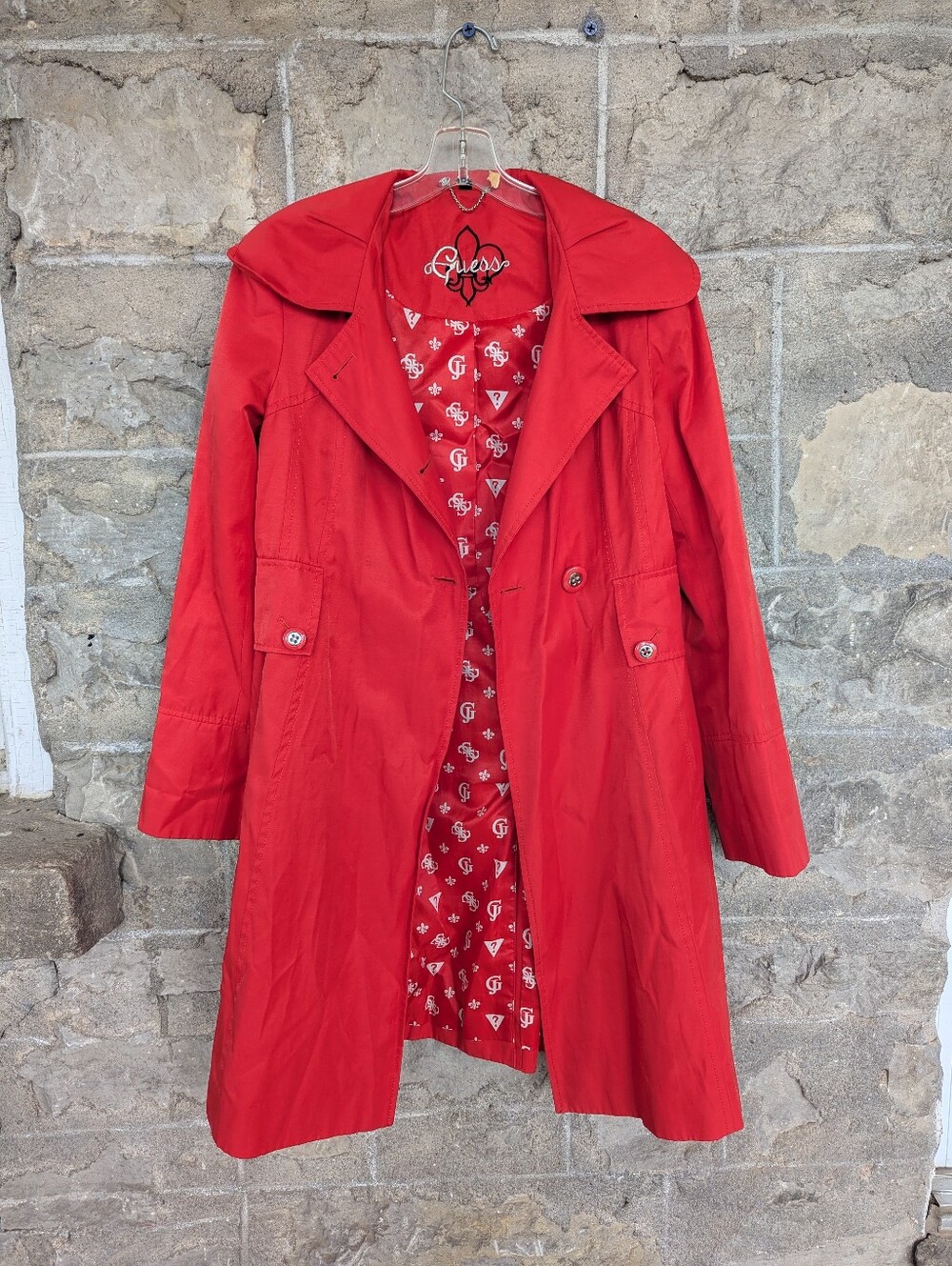 Guess Red Women's Trench Coat with Logo Lining - Read Description